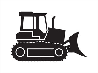 Construction tractor and Bulldozer silhouette, A black silhouette of a bulldozer on a black bulldozer vector illustration © Smart Craft SVG