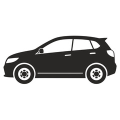 Fototapeta premium Black and white vector car isolated on white background icon illustration silhouette transport automobile vehicle SUV truck design model wheel drive traffic speed