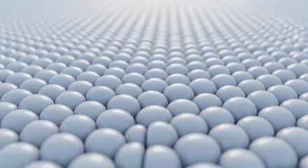 Fototapeta premium Numerous pale blue spheres are densely packed across a surface extending into the distance.