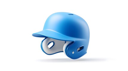 Fototapeta premium A modern vibrant blue baseball helmet designed for safety and protection during sports Featuring white interior padding this athletic gear is presented isolated on a white studio background