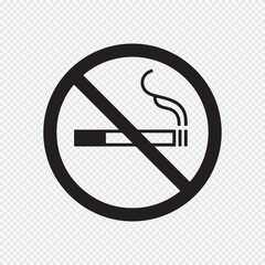 No Smoking sign vector icon, Forbidden cigarette symbol, Public warning and prohibition sign, Isolated black graphic for non-smoking area.