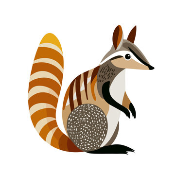 Clean 2D flat vector depiction of a Numbat, designed in minimalist modern style with white background.