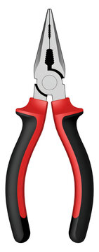 Red handled pliers isolated on a transparent background