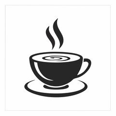 Obraz premium An illustration of a steaming coffee cup on a saucer, viewed from directly above, in a minimalist style