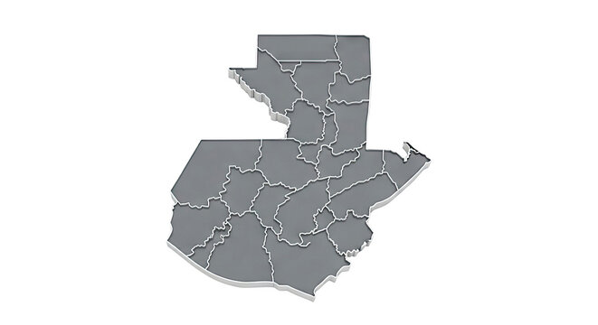 3D Map of Guatemala with Administrative Divisions