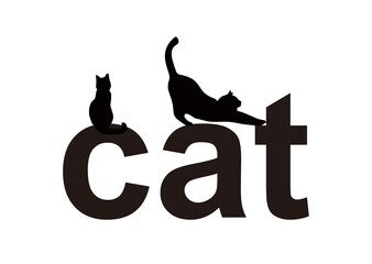 Obraz premium Cat Silhouette Typography