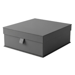 Modern gray storage box with lid isolated on transparent background