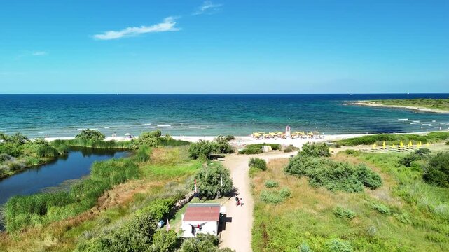 Aerial view of San Teodoro coast, Sassari, Sardinia, Italy