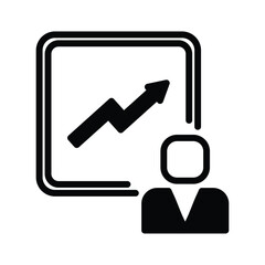 Minimalist black line chart icon showing upward trend and growth progress