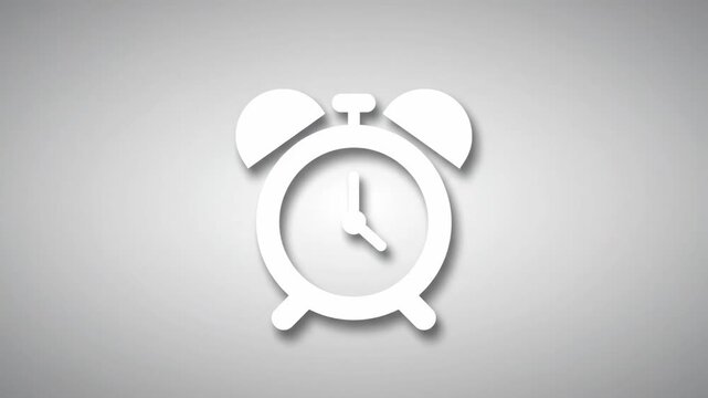 Alarm clock icon on a gray background, time concept, wake up.