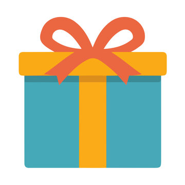 Flat 2D minimalist illustration of a Birthday Gift Box, modern vector design with white background.