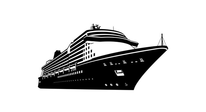 Perspective view of a large ocean liner cruise ship