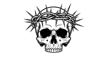Obraz premium Human Skull wearing a Crown of Thorns
