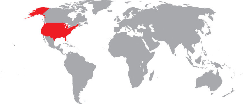 USA Highlighted on World Map Vector Design