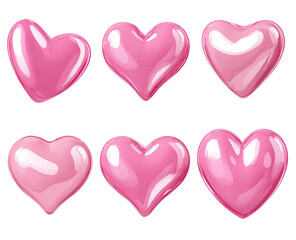Six glossy, pink hearts in a grid.  Each heart has a slightly different shade of pink and a smooth, reflective surface, giving a three-dimensional appearance © Tarbiyah