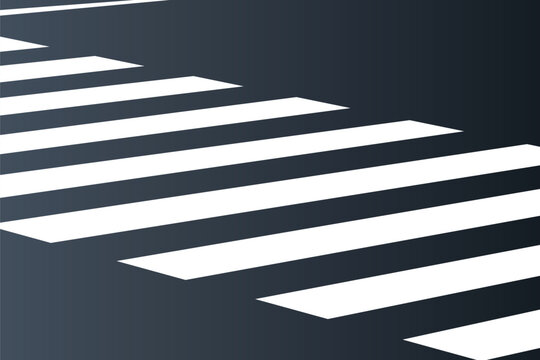 Asphalt road with pedestrian crosswalk lines. Top view of pedestrian zebra crossing, safety walk signs. White and yellow line marks on black asphalt of city lane, road or highway, vector illustration