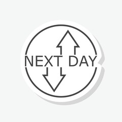 Next day delivery icon sticker isolated on gray background