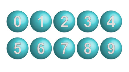 3D Numbers Set Zero to Nine Rounded Icons transparent background