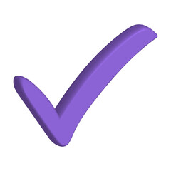 3D Checkmark Tick Success Icon Purple transparent background © Mosaraf Hossain