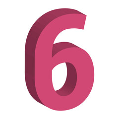 3D Number Six 6 Typography Icon Pink transparent background