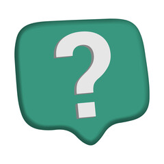 3D Question Mark Chat Bubble Help Icon Green transparent background