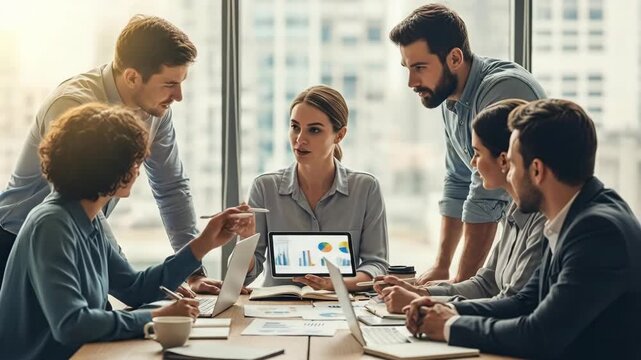 performing collaborative planning session in a modern office