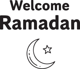 Obraz premium Welcome ramadan with crescent moon and star vector illustration design isolated on transparent background design