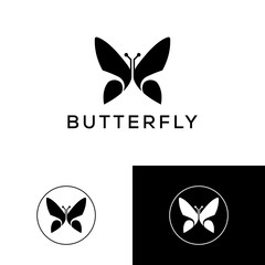 butterflies silhouette black isolated on with white background