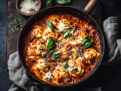 ravioli with cheese and tomato sauce 