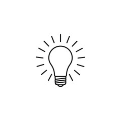 Hand drawn glowing light bulb idea icon