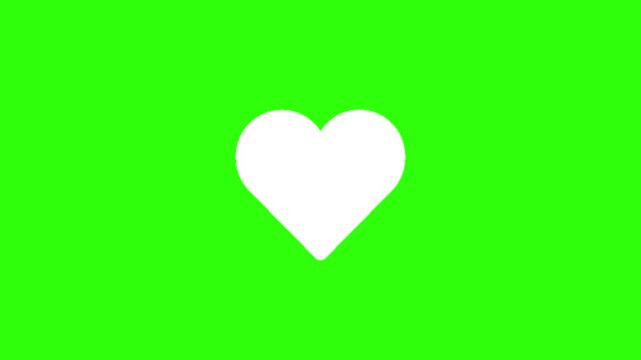 Favorite Heart Like Animation Icon on Green Screen Background