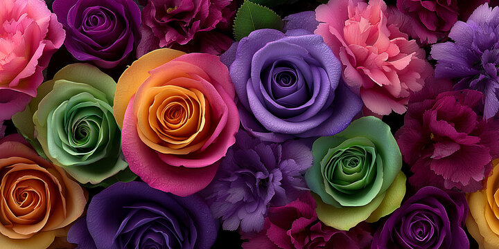 Multi color of roses flower , love and valentine background image.