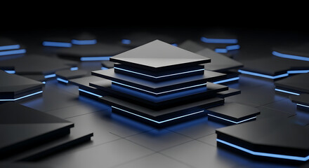 Modern dark geometric pattern with triangular shapes and gradient effects