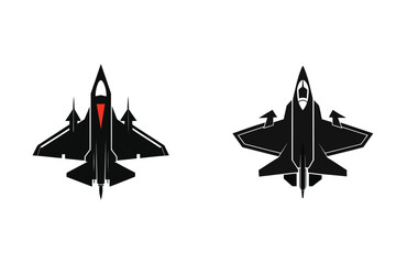Fighter Jet Military Plane Silhouette Icon Vector Illustration Design