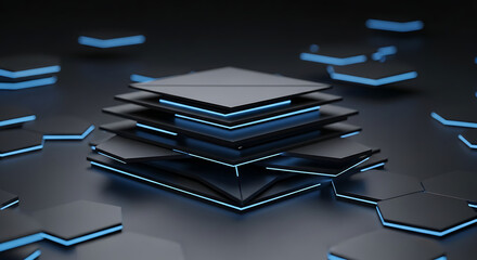 Modern dark geometric pattern with triangular shapes and gradient effects