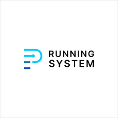 Running System Arrow Letter P Logo Vector Icon Modern Technology Business Brand Identity
