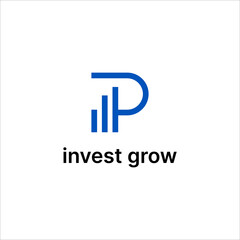 Invest Grow Letter P Logo Vector Icon Modern Finance Business Brand Identity Design