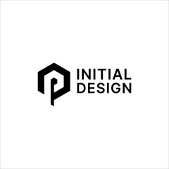 Initial P Letter Logo Vector Icon Modern Minimal Black White Brand Identity Design