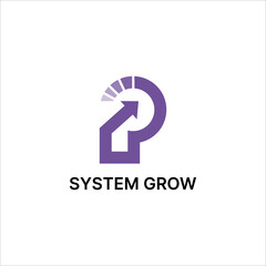 System grow logo vector icon modern abstract letter P arrow growth business strategy corporate brand identity design