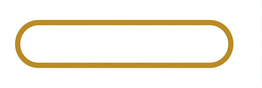 Gold oval button on white background, rounded edges, minimalist design