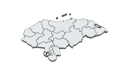 Fototapeta premium 3D Map of Honduras with Departments