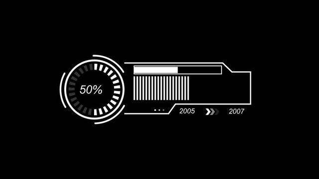 New year 2005 loading bar animation Year changing from 2005 to 2007. Loading bar from 2005 to 2007 new year transfer animation. Almost reaching New Year on black background.
