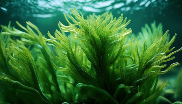 algae spirulina seaweed plant underwater shot closeup background