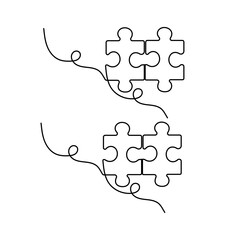 Puzzle piece, one line drawing, abstract vector illustration for autism awareness

