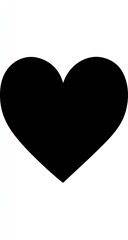 Black heart-shaped graphic on white background, simple, bold design