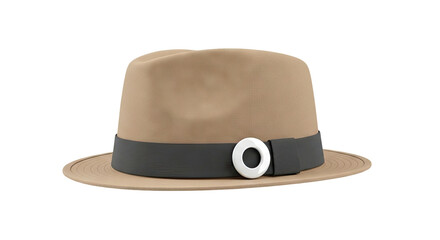 Classic Tan Fedora Hat with Dark Band and White Ring Detail