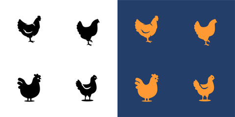 set of chicken broiler animal icon vector logo © Raka