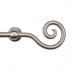 Obraz premium Decorative curtain rod end with stylish spiral design. The decorative end features a sleek metallic finish and unique spiral shape. Ideal for enhancing interior design and window treatment aesthetics.