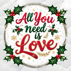 All you need is love lettering as creative holiday stamp