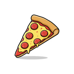 Pizza Slice Illustration with Clean Outlines